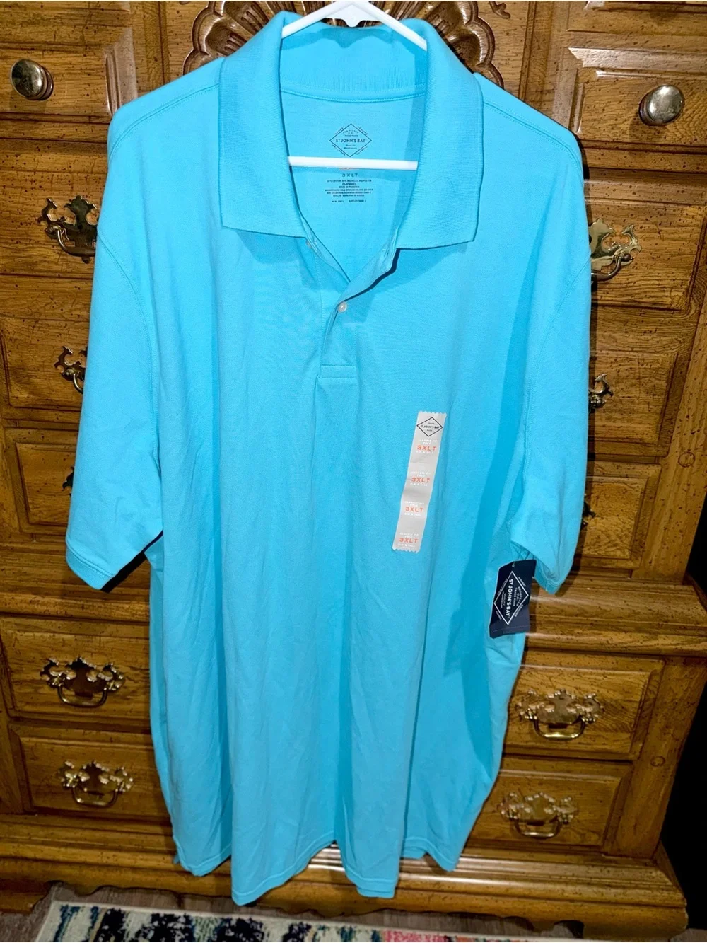 St. John's Bay Men's Aqua Blue Polo Shirt - Picture 3 of 4
